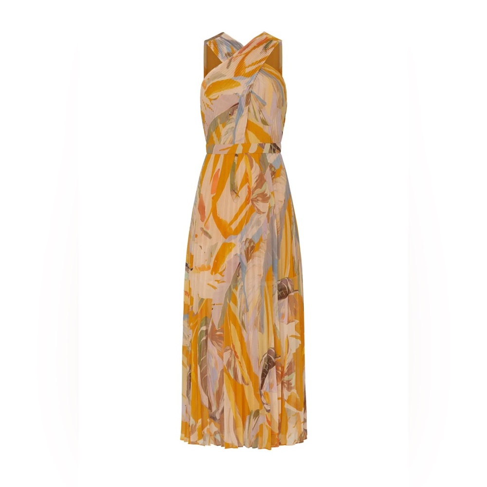 Ted Baker Ansa Cross Pleated Midi Dress 5 US 12 #D7842 - Picture 3 of 9
